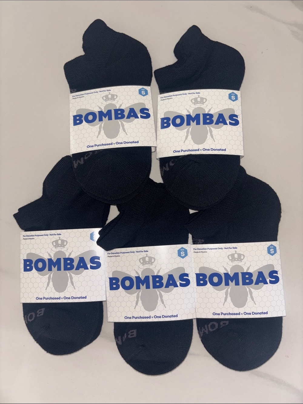 5 pairs Bombas ankle socks small